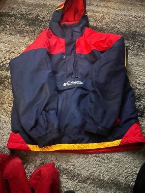 Columbia Navy, Red & Yellow Colorblock Pullover Windbreaker
